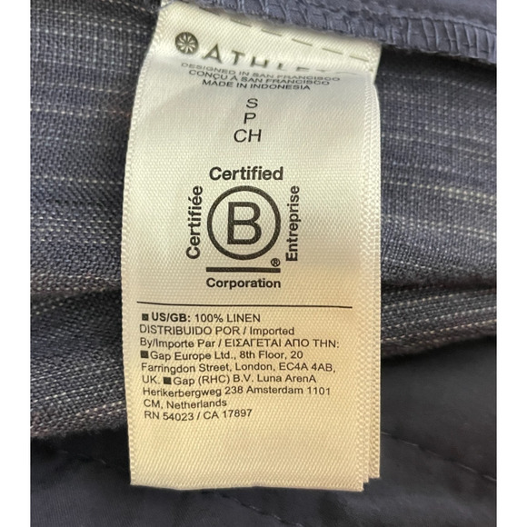 Women's Small Athleta Retreat Linen Ankle Pant Navy Blue Jogger 100% Linen - Picture 5 of 5